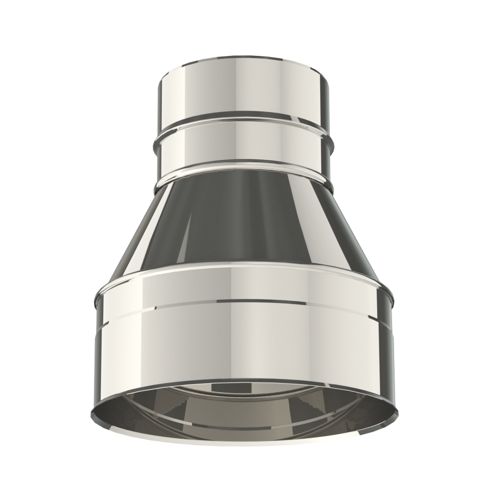 [REDIE.200.150/R] Single-wall transition piece in stainless steel / INOX. Diameter F200mm to M150mm.